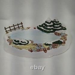 Christmas Colonial Village Skating Pond By Lefton, Vintage 1989 Ceramic Rare