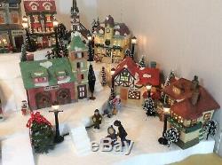 Christmas Lighted Village -12 Buildings, Trees, People Platform All Included