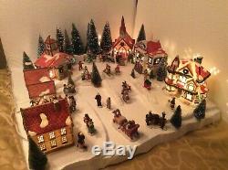 Christmas Lighted Village -Buildings People Trees with Display Base (S-1)