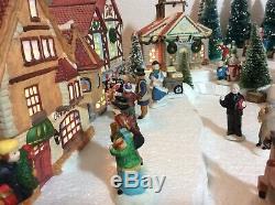 Christmas Lighted Village -Buildings People Trees with Display Base (S-1)