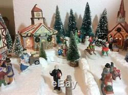 Christmas Lighted Village -Buildings People Trees with Display Base (S-1)