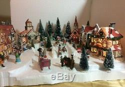 Christmas Lighted Village -Buildings People Trees with Display Base (S-1)