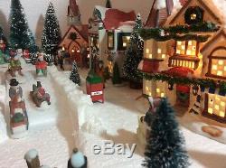 Christmas Lighted Village -Buildings People Trees with Display Base (S-1)