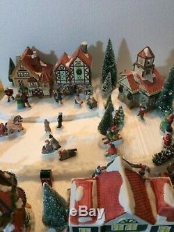 Christmas Lighted Village -Buildings People Trees with Display Base (S-1)