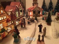 Christmas Lighted Village -Buildings People Trees with Display Base (S-1)