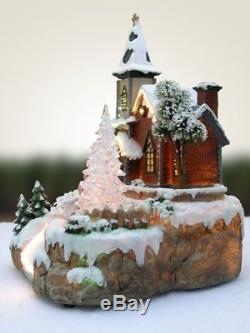 Christmas Snow Village Chapel Fiber Optic LED House Holiday Decor Decoration