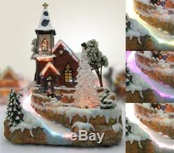 Christmas Snow Village Chapel Fiber Optic LED House Holiday Decor Decoration