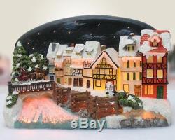 Christmas Snow Village Santa Claus Sleigh Fiber Optic LED House Holiday Decor