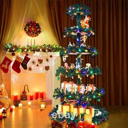 Christmas Tree Christmas Village Tree, 6.5FT Prelit DIY Christmas Village Layere