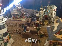Christmas Village Display Platform Ocean Scene Complete Set Up All Included