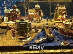 Christmas Village Display Platform Ocean Scene For Lemax, Dept 56, Sns