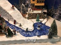 Christmas Village Display Platform Ski Slope W Lemax Houses, Figures And Trees