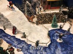 Christmas Village Display Platform Ski Slope W Lemax Houses, Figures And Trees