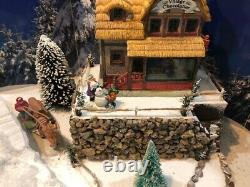 Christmas Village Display Platform Ski Slope W Lemax Houses, Figures And Trees