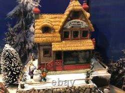 Christmas Village Display Platform Ski Slope W Lemax Houses, Figures And Trees