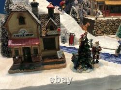 Christmas Village Display Platform Ski Slope W Lemax Houses, Figures And Trees