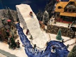 Christmas Village Display Platform Ski Slope W Lemax Houses, Figures And Trees