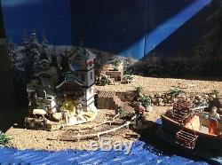 Christmas Village Display Platform W 2 Lemax Pieces, Ocean Scene