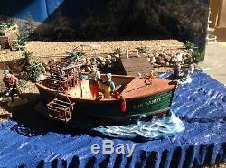 Christmas Village Display Platform W 2 Lemax Pieces, Ocean Scene