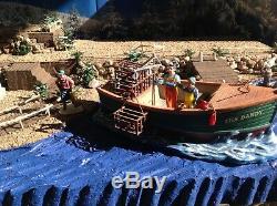 Christmas Village Display Platform W 2 Lemax Pieces, Ocean Scene
