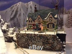 Christmas Village Display Platform W Ski Slope 2 Dept56 Houses Complete Scene