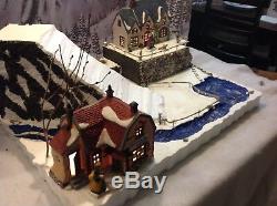 Christmas Village Display Platform W Ski Slope 2 Dept56 Houses Complete Scene