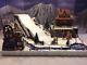 Christmas Village Display Platforms Ski Slope, Creek, 2 Houses And Figurines