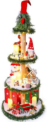 Christmas Village Display Tree Xmas Village Display Stand with Snow Blanket