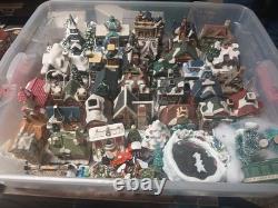 Christmas Village Lot Set Of 30 Ceramic Buildings Plus Assecories And Pond Mixed