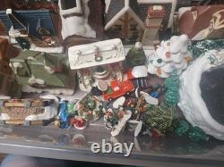 Christmas Village Lot Set Of 30 Ceramic Buildings Plus Assecories And Pond Mixed