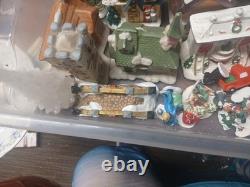 Christmas Village Lot Set Of 30 Ceramic Buildings Plus Assecories And Pond Mixed