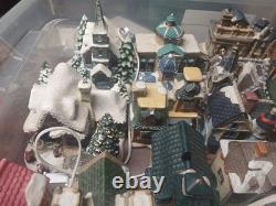 Christmas Village Lot Set Of 30 Ceramic Buildings Plus Assecories And Pond Mixed