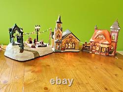 Christmas Village Lot with Buildings, Accessories, and Train Set