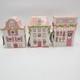 Christmas Village Pink White Ceramic Lighted House Bakery Decor Set