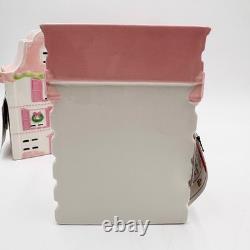 Christmas Village Pink White Ceramic Lighted House Bakery Decor Set