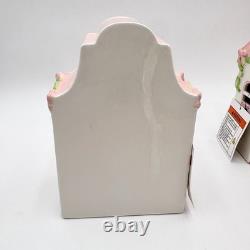 Christmas Village Pink White Ceramic Lighted House Bakery Decor Set