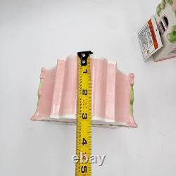 Christmas Village Pink White Ceramic Lighted House Bakery Decor Set