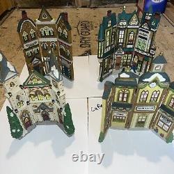Christmas Village Town 3 Hinged 1/2 Thick Flat Resin Buildings Set Of Four