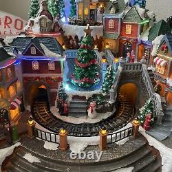 Christmas Village Train Scene Animated Musical Music Box Ornate Detailed Large