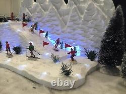 Christmas village display Illuminated Ski Slope Scene For Lemax Dept 56 + Other