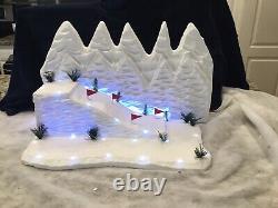 Christmas village display Illuminated Ski Slope Scene For Lemax Dept 56 + Other