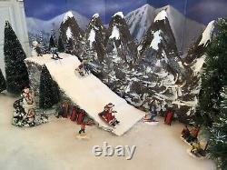 Christmas village display Ski Slope W Matching Background