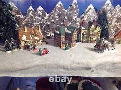 Christmas village display mountain backdrop 54x14 For Lemax Dept 56 Dickens