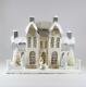 Cody Foster Christmas Village Elegant Ivory Manor House with Deer Trees Wreath