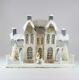 Cody Foster Christmas Village Elegant Ivory Manor House with Deer Trees Wreath