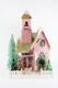 Cody Foster Snowy Pink Adobe with Deer Christmas Village Mantel House