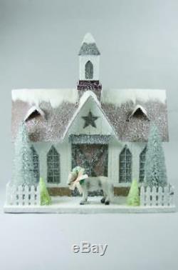 Cody Foster White Country Holiday Barn with Horse Christmas Mantel Village