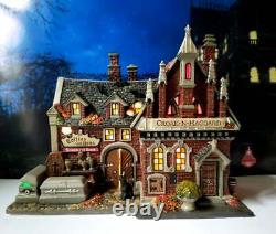 DEPT 56 Snow Village Halloween CROAK-N-HAGGARD MORTUARY! Scary, Spooky, Coffins