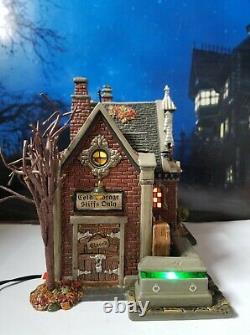 DEPT 56 Snow Village Halloween CROAK-N-HAGGARD MORTUARY! Scary, Spooky, Coffins