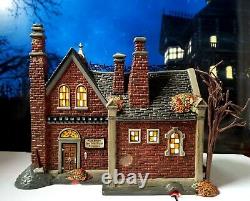 DEPT 56 Snow Village Halloween CROAK-N-HAGGARD MORTUARY! Scary, Spooky, Coffins